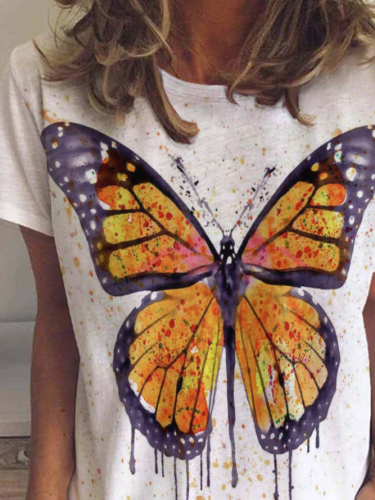 Monarch Butterfly Watercolor Print Women's Short Sleeve T-Shirt